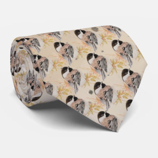 Original hand painted Watercolor Chickadee Bird Stropdas