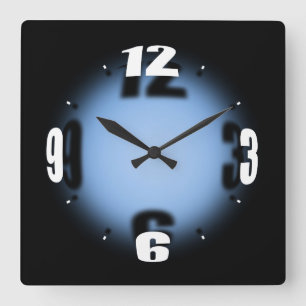 "Original Orb" Blue Fade Clock Vierkante Klok
