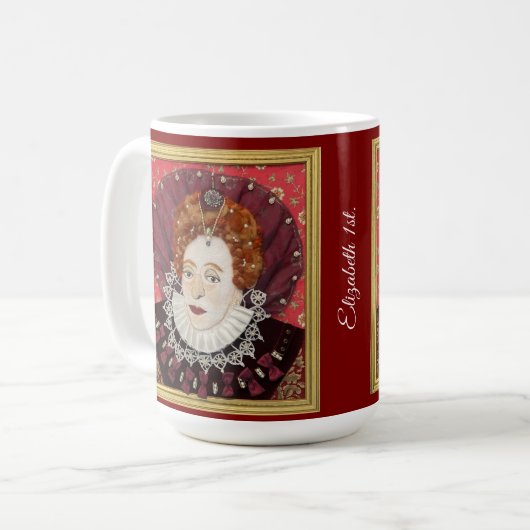 Original portrait of Elizabeth 1st. Koffiemok (Voorkant links)