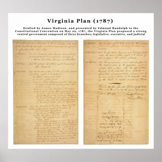 ORIGINAL The Virginia Plan 1787 Poster (Voorkant)