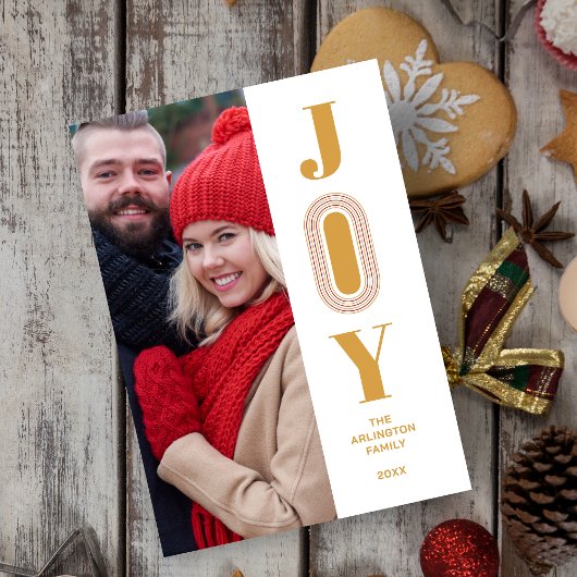 Original Trend JOY Quote Christmas Gold Photo Feestdagenkaart