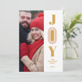Original Trend JOY Quote Christmas Gold Photo Feestdagenkaart (Staand voorkant)