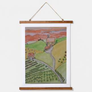 Original  TUSCANY watercolor painting on canvas Hangend Wandkleed