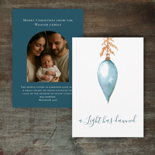 Original Watercolor Christian Christmas Photo Feestdagenkaart