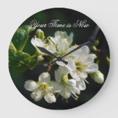 Original White Plum Art Custom Name Wall Clock Grote Klok (Voorkant)