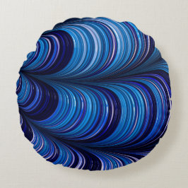 ~Origineel 3D Blue Fractal Pattern Design ~ Rond Kussen