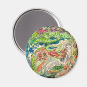 Origineel Abstract Art Figural Green Round Magnet (Voorkant / Achterkant)