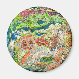 Origineel Abstract Art Figural Green Round Magnet