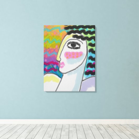 Origineel Abstract digitaal portret van een vrouw Canvas Afdruk (Insitu (Houten vloer))