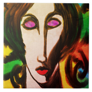 Origineel Abstract Digitaal Portret van een Vrouw Tegeltje