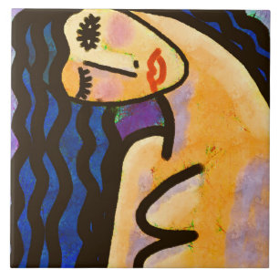 Origineel Abstract digitaal portret van een vrouw Tegeltje