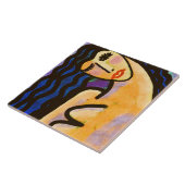 Origineel Abstract digitaal portret van een vrouw Tegeltje (Zijkant)