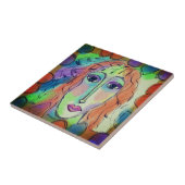 Origineel Abstract digitaal portret van een vrouw Tegeltje (Zijkant)