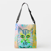 Origineel Abstract kattenschilderij op de Canvas t Crossbody Tas (Achterkant)
