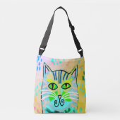 Origineel Abstract kattenschilderij op de Canvas t Crossbody Tas (Voorkant)