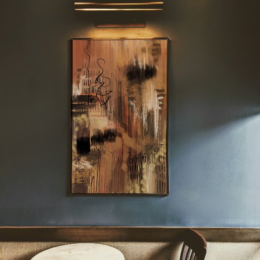 Origineel abstract kunstschilderij, donkerbruin poster