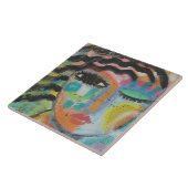 Origineel Abstract Portret op OSB Board Tegeltje (Zijkant)