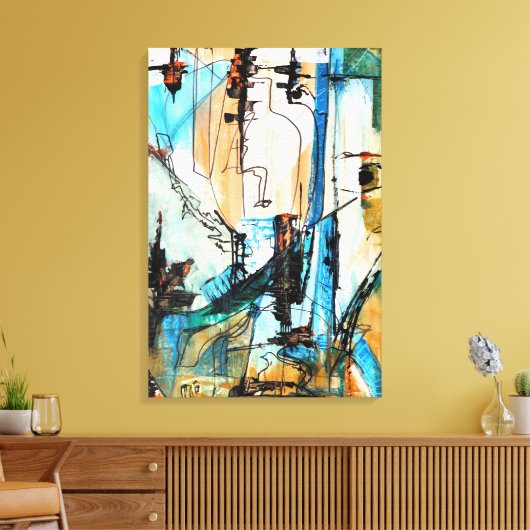 Origineel acrylschilderij gewikkeld op doek canvas afdruk (Insitu (Woonkamer))