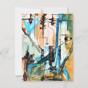 Origineel acrylschilderij op briefkaart