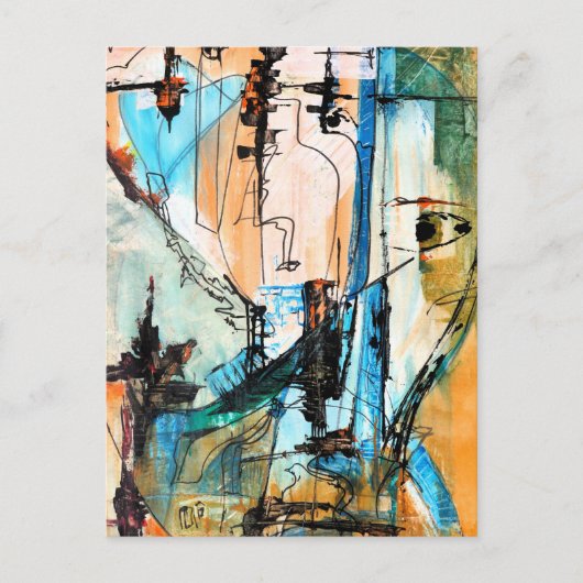 Origineel acrylschilderij op briefkaart (Voorkant)