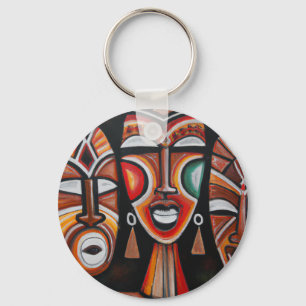 Origineel Afrikaans Masker Art Silver Plated Ketti Sleutelhanger
