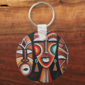 Origineel Afrikaans Masker Art Silver Plated Ketti Sleutelhanger (Voorkant)