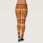 Origineel Azteekse patroon stijlvol sinaasappel en Leggings (Achterkant)