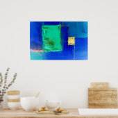 Origineel Blauw Abstract Poster Abstracte Kunst Pr (Keuken)
