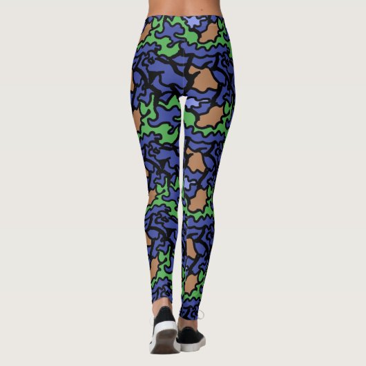 Origineel Blauw Groen Sinaasappel Patroon Yoga Leg Leggings (Achterkant)