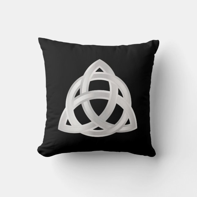 Origineel Celtic Triquetra Knot Silver icon Kussen (Voorkant)