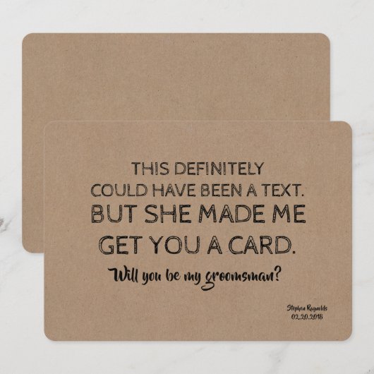 Origineel Creatieve en Grappige Bruidsjonker Kaart (Voorkant / Achterkant)