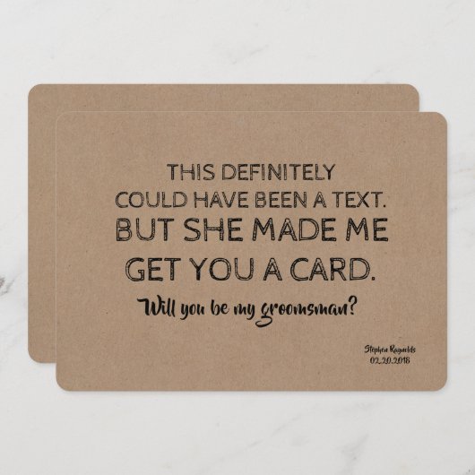 Origineel Creatieve en Grappige BRUIDSKNECHT Kaart (Voorkant / Achterkant)