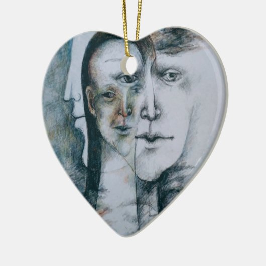 Origineel digitaal fijn surrealisme keramisch ornament (Links)