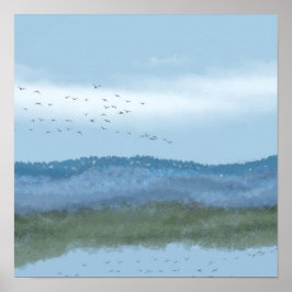 origineel digitaal kunstmeer en bergen 2 van 2 poster