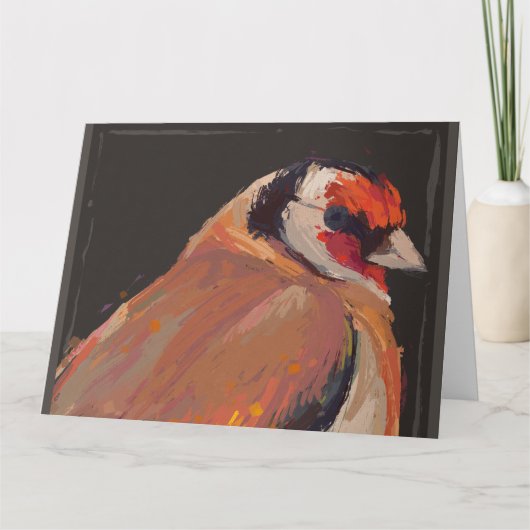 Origineel digitaal schilderij van een goudvink kaart (Voorkant)