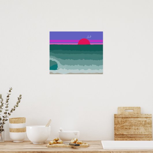 Origineel digitaal schilderij van Sunset Wave Poster (Keuken)