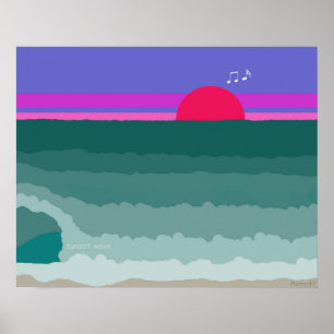 Origineel digitaal schilderij van Sunset Wave Poster
