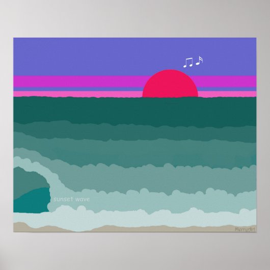 Origineel digitaal schilderij van Sunset Wave Poster (Voorkant)