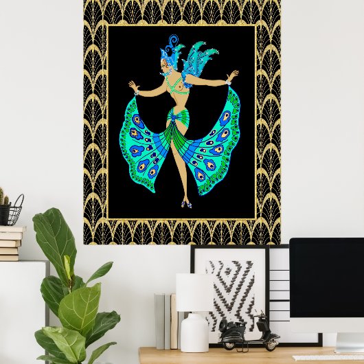 Origineel ERTE-kostuumontwerp - gekleurd Poster (Thuiskantoor)