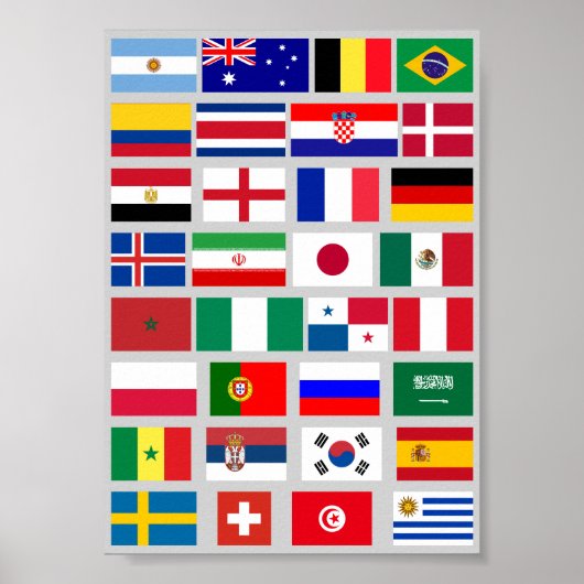 Origineel FOOTBALL SOCCER TEAM FLAGS 2018 patroon Poster (Voorkant)