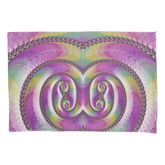 ~ Origineel Fractal ~ Roze groen geel ~ Kussensloop (Voorkant)
