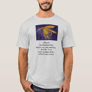 Origineel gedicht "Cruel Trout" met vliegkunst T-shirt