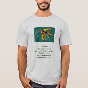 Origineel gedicht "Cruel Trout" met vliegkunst T-shirt