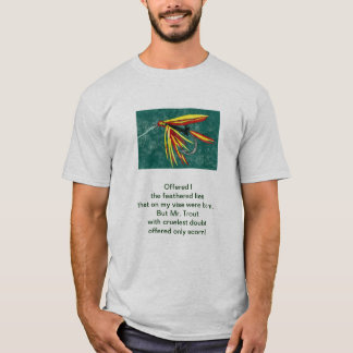 Origineel gedicht "Cruel Trout" met vliegkunst T-shirt