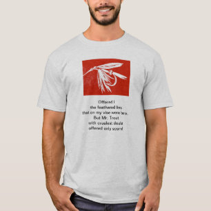 Origineel gedicht "Cruel Trout" met vliegkunst T-shirt