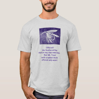 Origineel gedicht "Cruel Trout" met vliegkunst T-shirt