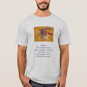 Origineel gedicht "Cruel Trout" met vliegkunst T-shirt