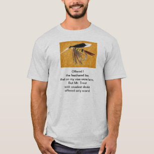 Origineel gedicht "Cruel Trout" met vliegkunst T-shirt