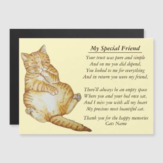 Origineel gedicht voor kat en huisdier sympathie (Voorkant / Achterkant)