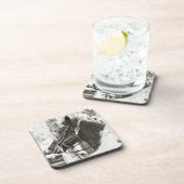 Origineel gestileerd zwart-wit grafisch paard bier onderzetter (Rechterzijde)